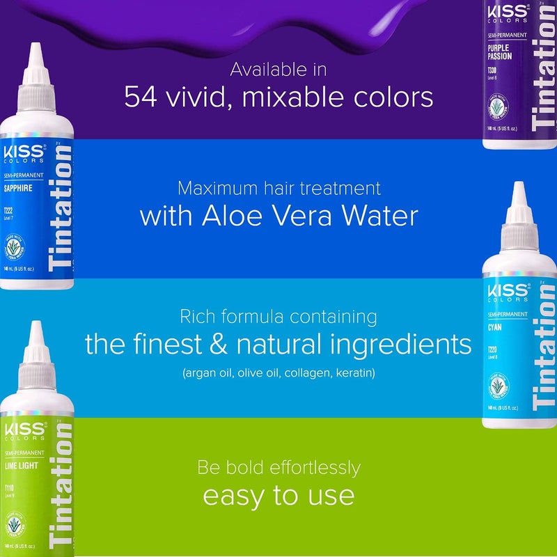Red by Kiss Tintation Semi-Permanent Hair Color, Aloe Vera Water Based, Argan Oil, Olive Oil, Collagen & Keratin, Long-Lasting Color Dye (Clear, 5 Fl Oz) - Image 4