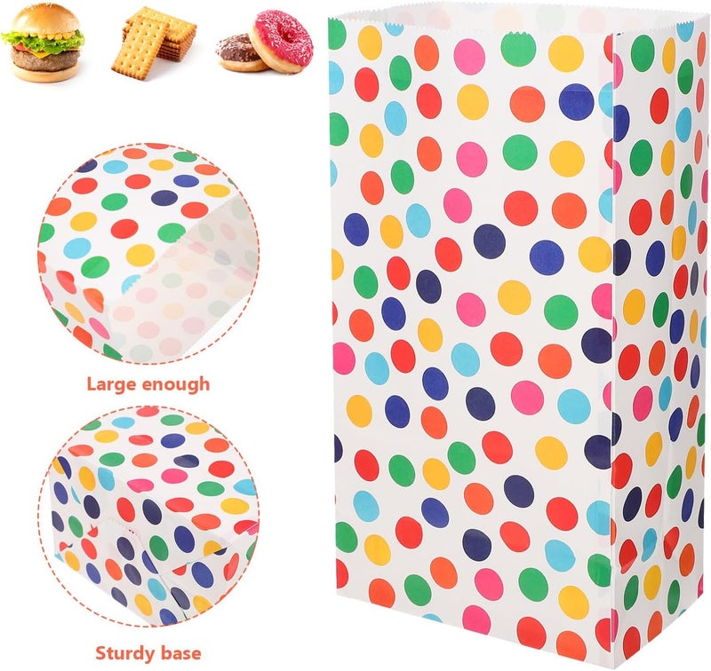 HOOWIFFY Party Favor Bags Set, 20 Colorful Polka Dot Twill Paper Candy Pouches with 24 Seal Stickers, Portable Paper Packaging for Birthday, Wedding, and Party Treats - Image 3