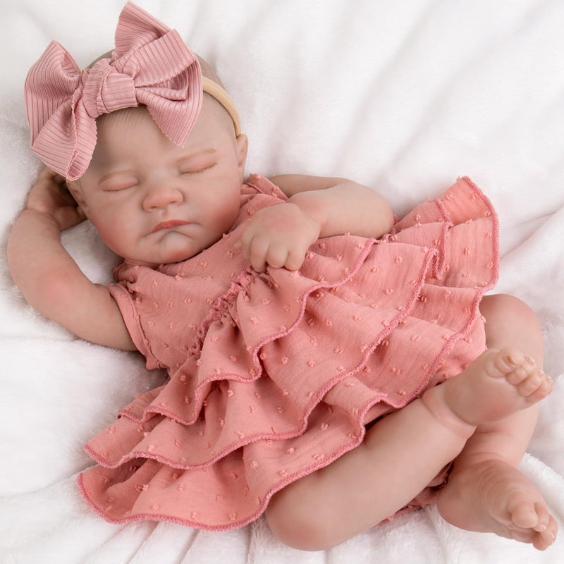 Aori Realistic Reborn Baby Dolls - 20" Lifelike Sleeping Newborn Girl with Magnetic Pacifier, Poseable Limbs, Hand-Painted Skin, Soft Body for Girls 3+ - Image 2