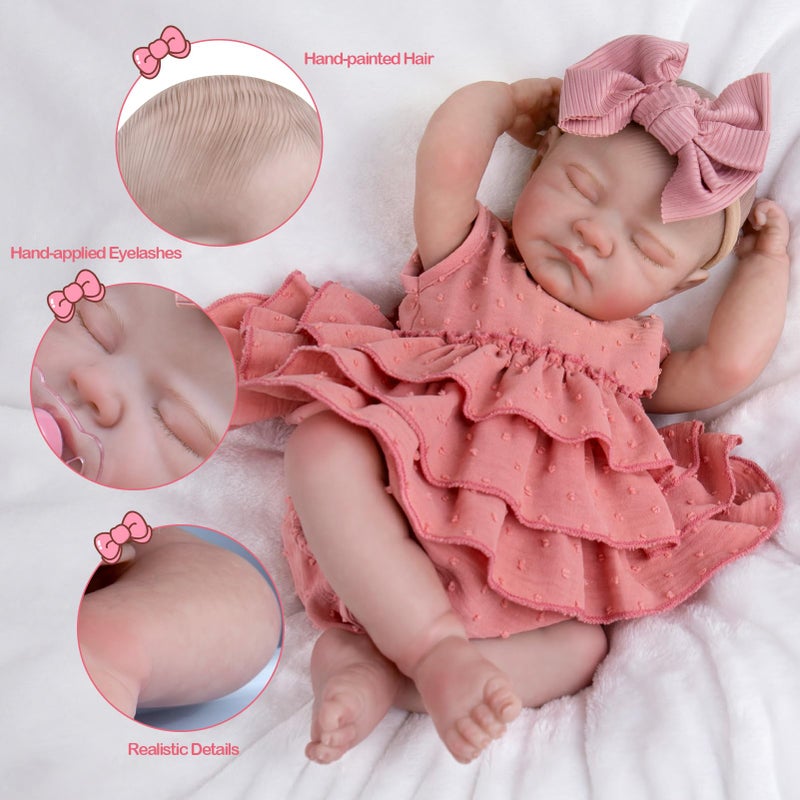 Aori Realistic Reborn Baby Dolls - 20" Lifelike Sleeping Newborn Girl with Magnetic Pacifier, Poseable Limbs, Hand-Painted Skin, Soft Body for Girls 3+ - Image 5