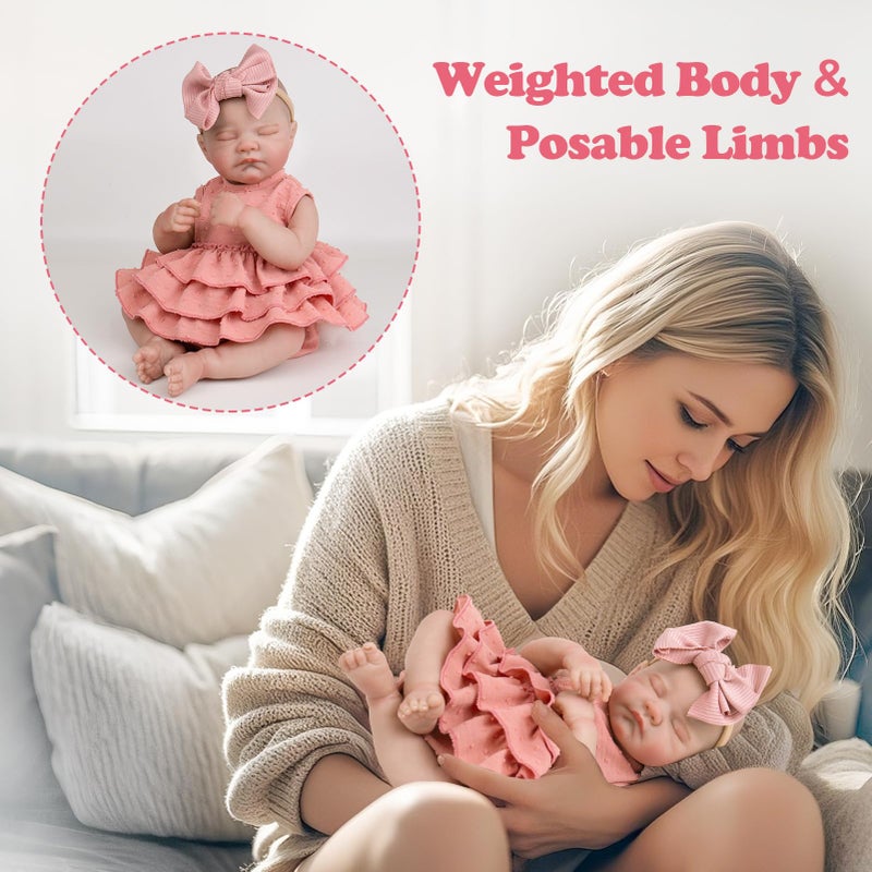 Aori Realistic Reborn Baby Dolls - 20" Lifelike Sleeping Newborn Girl with Magnetic Pacifier, Poseable Limbs, Hand-Painted Skin, Soft Body for Girls 3+ - Image 4