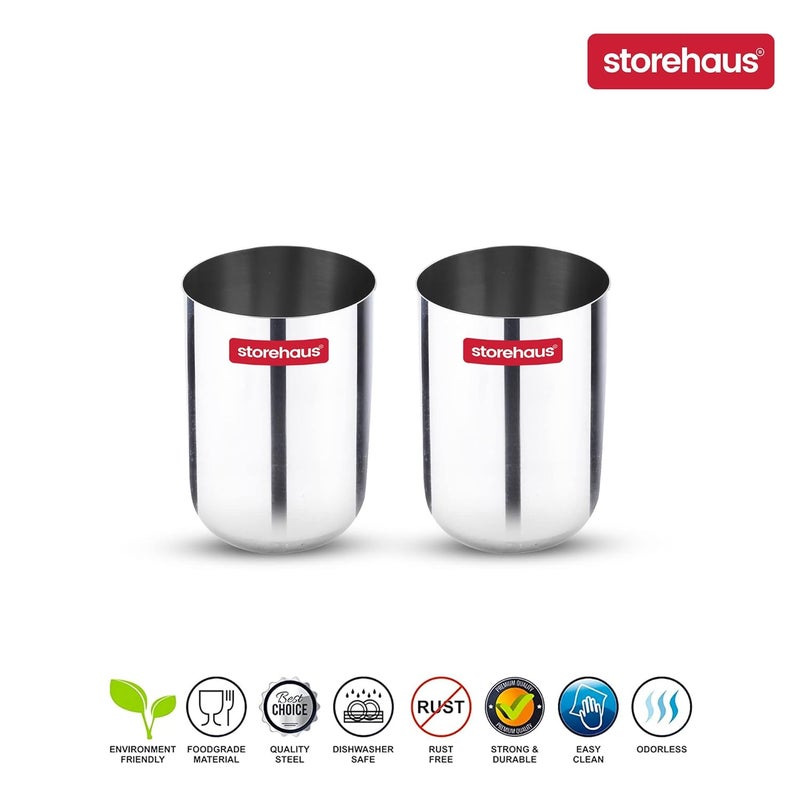 Storehaus Stainless Steel 2 pc Glass Set Ideal for Home Restaurants and Family Use Kitchenware Silver - Image 3