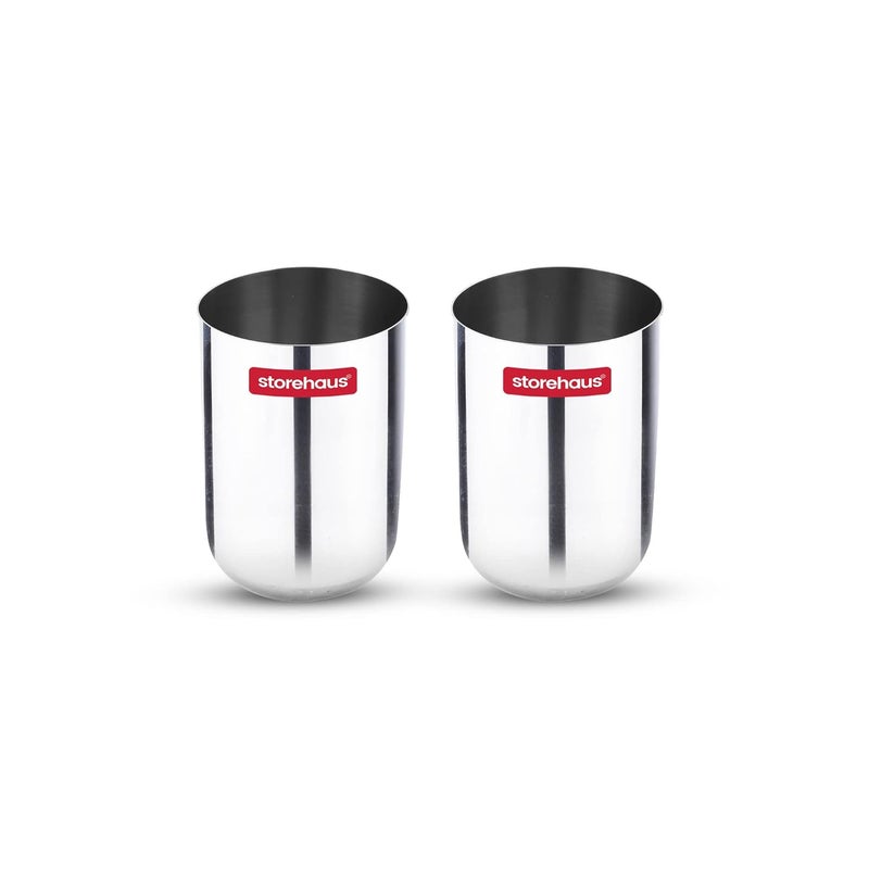Storehaus Stainless Steel 2 pc Glass Set Ideal for Home Restaurants and Family Use Kitchenware Silver - Image 1