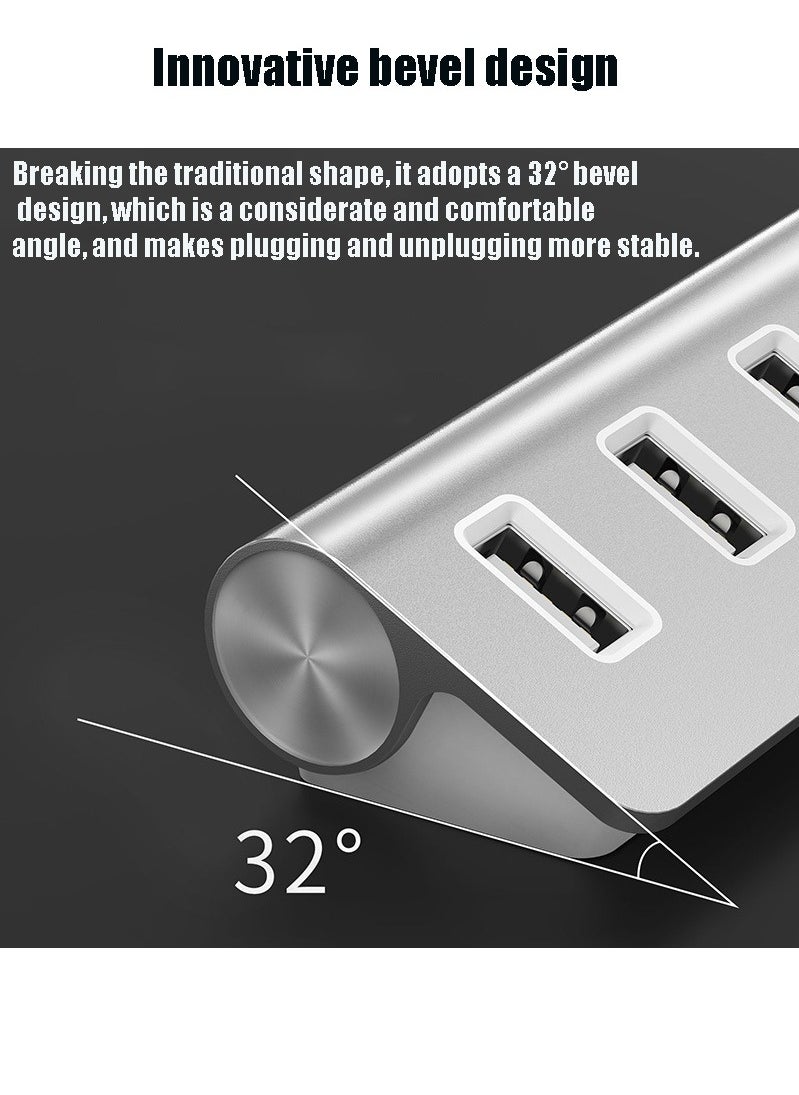 ESSAGER - 4 in 1 USB2.0 Hub , 4 Ports USB Charging Extender Data Hub Splitter Extension,for Laptop, PC, Computer, USB Devices Super Compatible, 5Gbps Data Transfer Speed Grey - Image 1