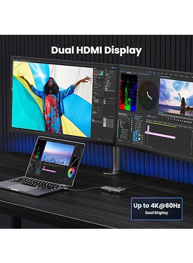 Ugreen UGREEN Revodok 206 Docking Station 6 in 1 USB C Dock Dual HDMI 4K@60Hz Single 8K@30Hz 100W PD 5Gbps USB C and USB A Data Ports USB C Hub Compatible for HP, ASUS, ThinkPad and More - Image 3