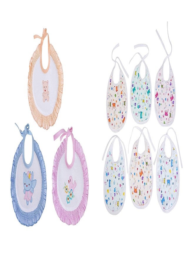 Da Anushi Soft Cotton Washable & Reusable Multicolor Absorbing/Comfortable and Easily Adjustable Feeding Bibs In Apron Style For Babies,Toddlers,Infants - Image 1
