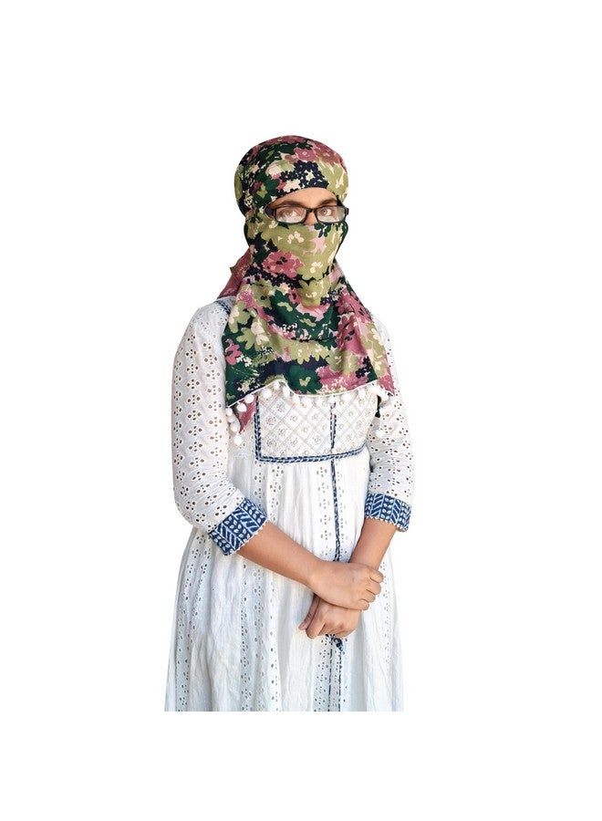 Switchon Scarf Hijab mask Rayon Printed fancy scarf for women Size Adjustable -Hook loop tape (Multicolor) - Image 5