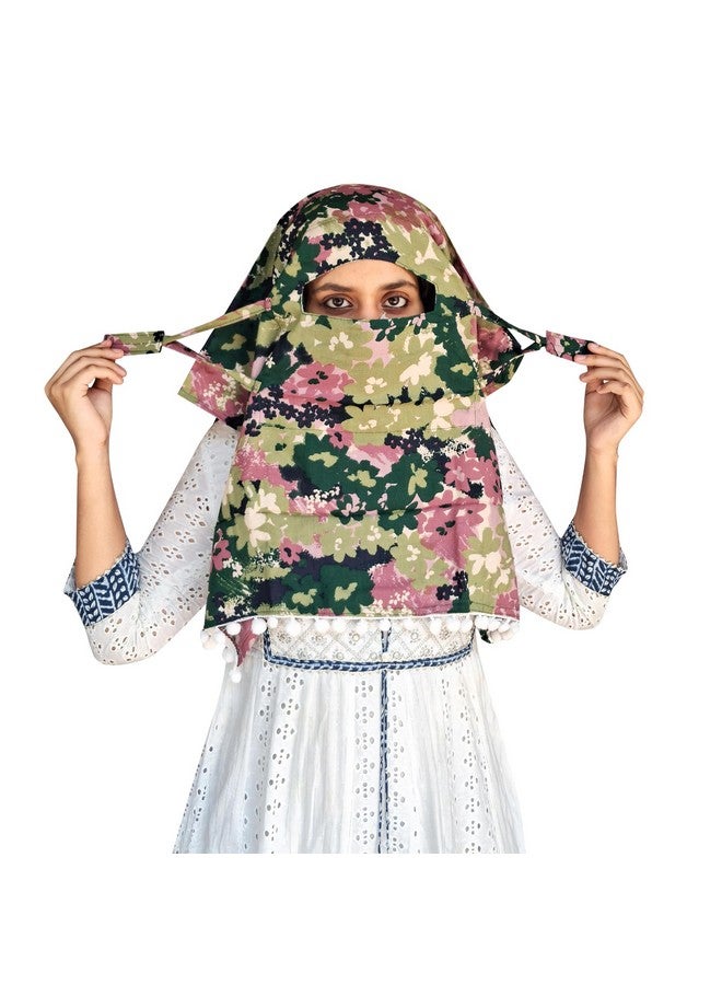 Switchon Scarf Hijab mask Rayon Printed fancy scarf for women Size Adjustable -Hook loop tape (Multicolor) - Image 2