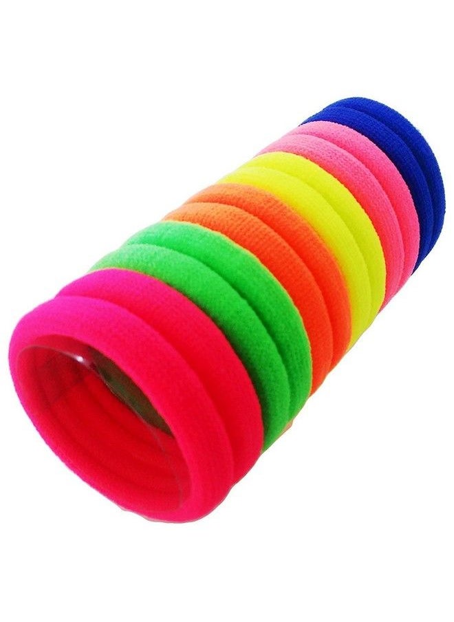 FOK Multi Bright Colored Elastic Cotton Stretch Hair Ties Bands Set Of 50 Pcs  - Image 1