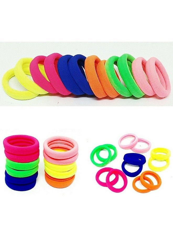 FOK Multi Bright Colored Elastic Cotton Stretch Hair Ties Bands Set Of 50 Pcs  - Image 4