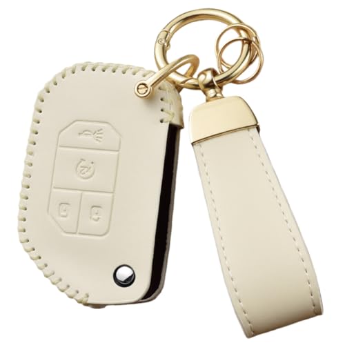 BDFHYK Axtrulix Key Fob Cover Compatible with 20182025 Jeep Wrangler JL JLU Rubicon Gladiator Sahara Soft Leather Key Cover Case with Keychain Flip Key 4Buttons WHITE - Image 1