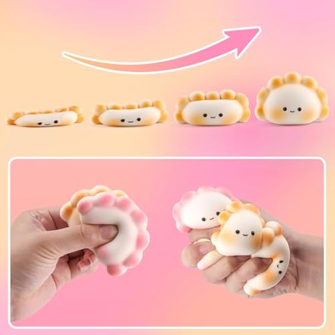 Anboor 4 Pieces Small Dumpling Squishies Toy - Slow Rising Fidget Sensory Toy for Children and Adults, Cute Kawaii Stress Relief Toys (Random Colours) - Image 3