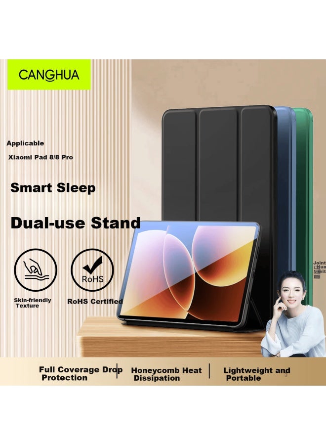 Canghua Xiaomi Pad 8/8 Pro Case 11.2 Inch Mi Pad 8/8 Pro Tri-fold Stand Full Coverage Shockproof Leather Cover - Image 1