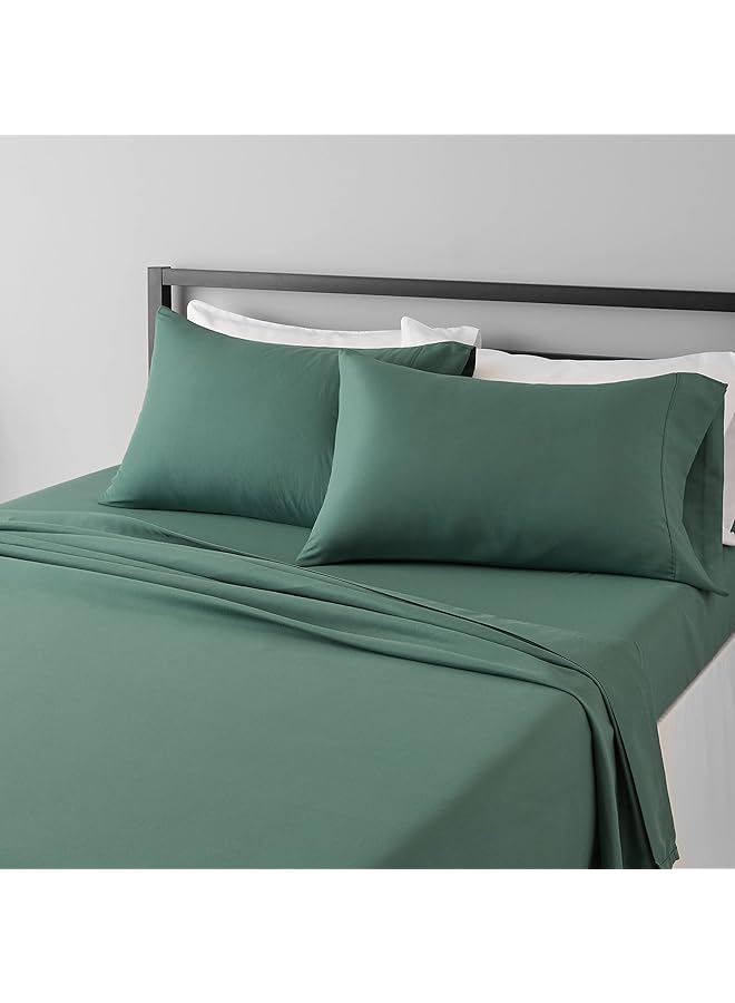 إيروريكس طقم ملاءات سرير خفيفة الوزن فائقة النعومة وسهلة العناية مصنوعة من الألياف الدقيقة مع جيوب عميقة مقاس 14 بوصة باللون الأخضر الزمردي الكامل - Image 1
