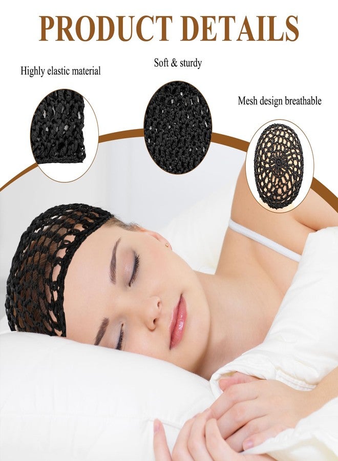LUODAKA 4 Pcs Silk Press Wrap and 20 Pcs Hair Nets,Soft Reusable Crocheted Sleep Hair Wrap Net for Silk Press, Sleeping, Shower, Makeup, Bun Hold（Black） - Image 3