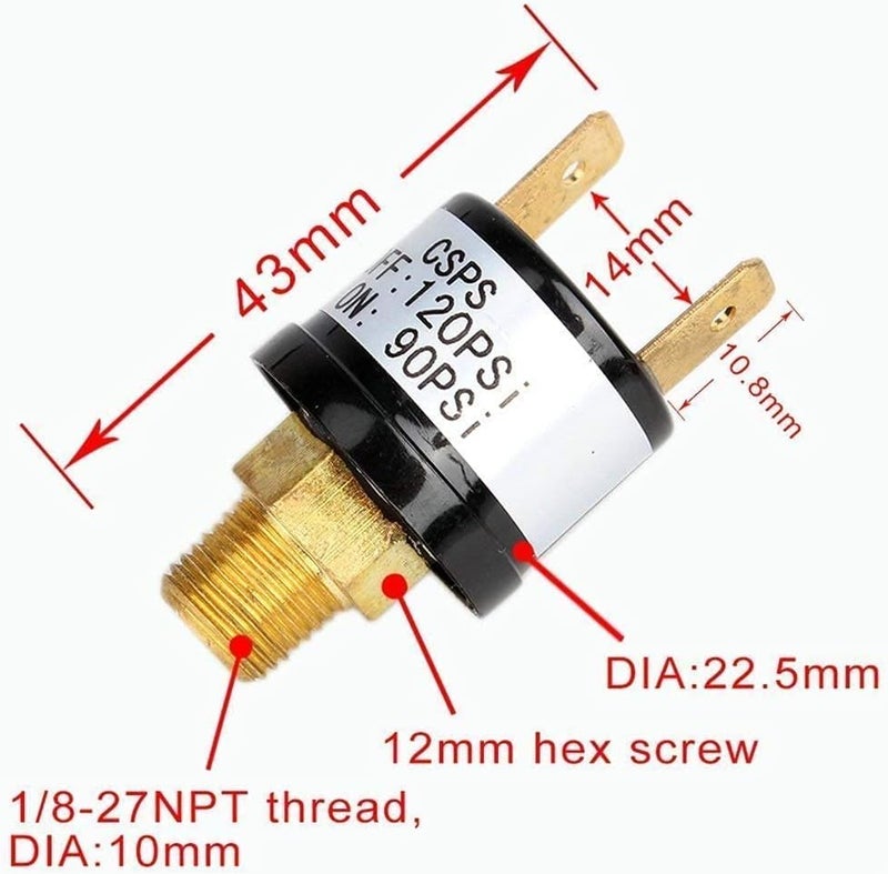 YOSOO 90 PSI -120 PSI Air Compressor Pressure Control Switch Valve Heavy Duty for Air compressor Piston Machine, Black Transit damage minimized design - Image 1