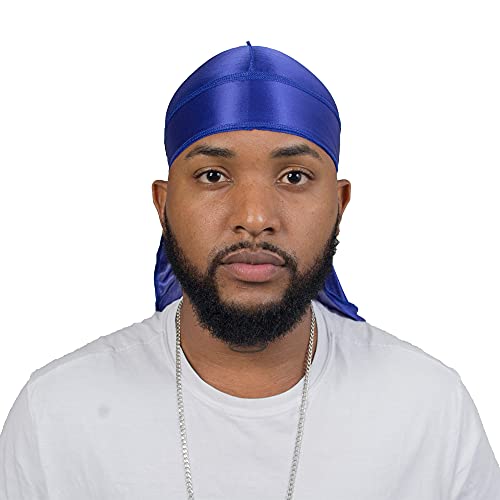ForceWave Silky Durag for Men Wave Cap Satin Dorag for Men Women 360 Wave Blue - Image 2