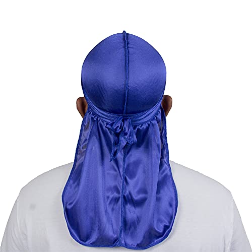 ForceWave Silky Durag for Men Wave Cap Satin Dorag for Men Women 360 Wave Blue - Image 4