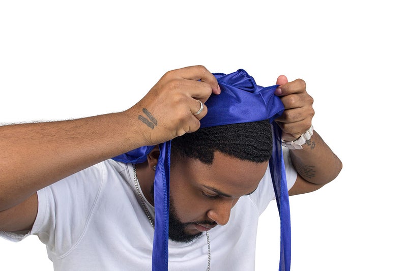 ForceWave Silky Durag for Men Wave Cap Satin Dorag for Men Women 360 Wave Blue - Image 3