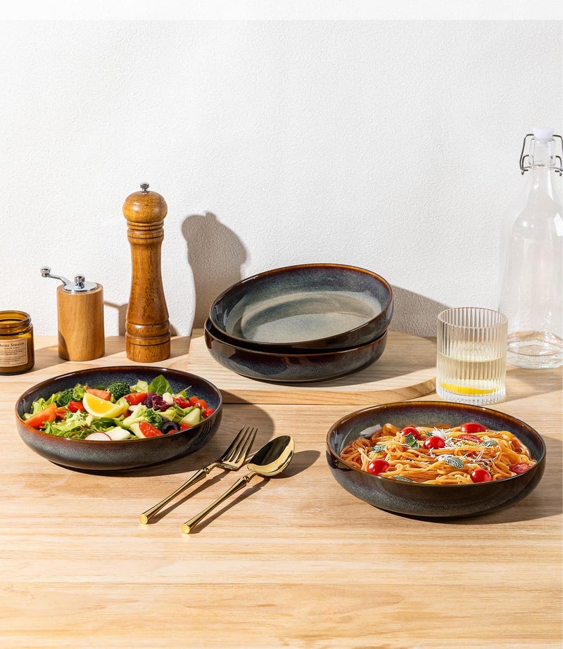 theterra 8.5'' Ceramic Pasta Bowls, Salad Bowls Set of 4, Stoneware Serving Bowls for Fruits, Noodle, Dinner, House-warming Wedding Present, Coca Mocha - Image 5