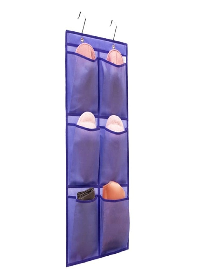ANIZER Over The Narrow Door Shoe Organizer Hanging 6 Large Fabric Pockets Back Door Shoe Holder for Closet with 2 Hooks (PURPLE) - Image 1