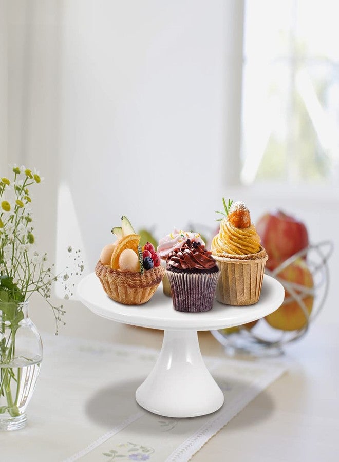 Restynic 9-Inch Round White Porcelain Cake Stand - Show Off Your Desserts, Celebrate in Style, Perfect for Holiday Gatherings, Weddings & Parties - Image 4