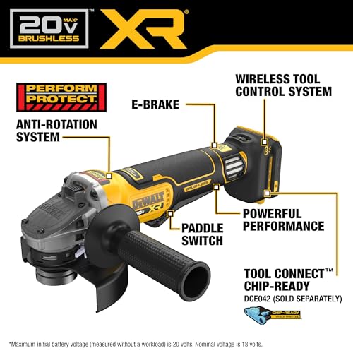 DEWALT 20V MAX* XR Brushless Cordless 4-1/2 in. - 5 in. Variable Speed Paddle Switch Grinder (Tool Only) (DCG410VSB) - Image 2