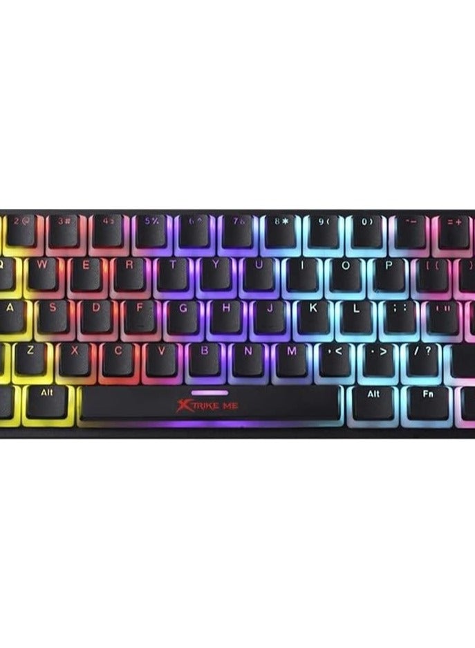 XTRIKE ME GK985P 60% Pudding Gaming Mechanical Keyboard - Blue Switches - Rainbow LED Lighting - PBT Key Caps - English Only Keys, USB - Image 3