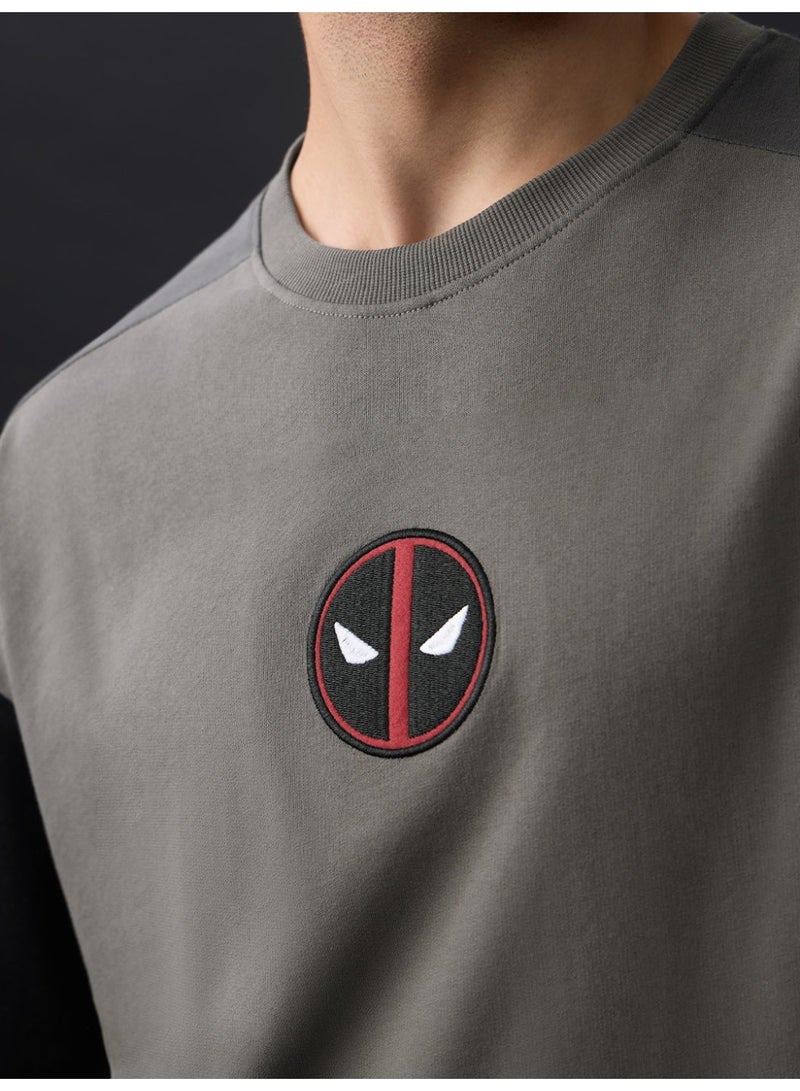 The Souled Store Deadpool: Logo Men and Boys Short Sleeves Round Neck Colour-Block Graphic Printed Oversized T-Shirt - Image 4