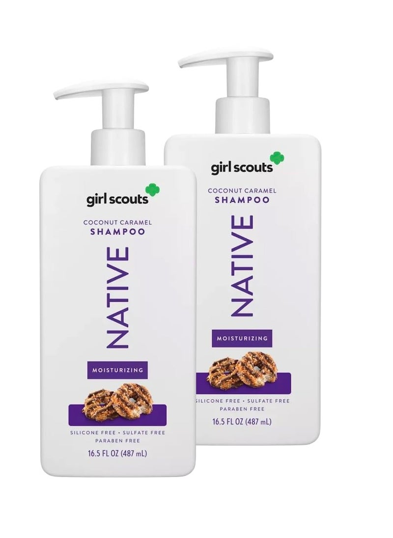 native Limited Edition Coconut Caramel Cookie Moisturizing Shampoo – 16.5 fl oz, Hydrating Shampoo for All Hair Types, Nourishing Formula with Delicious Scent Loofah (Pack of 2, Coconut Caramel)  - Image 1