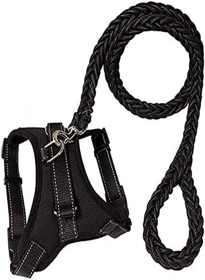 BohoBark Large Dog Collar Nylon Collar Leash Set Handmade Strong Bully Dog Shepherd Pet Product Pet Collar Lead Dog Nylon Strap Balck - Image 1