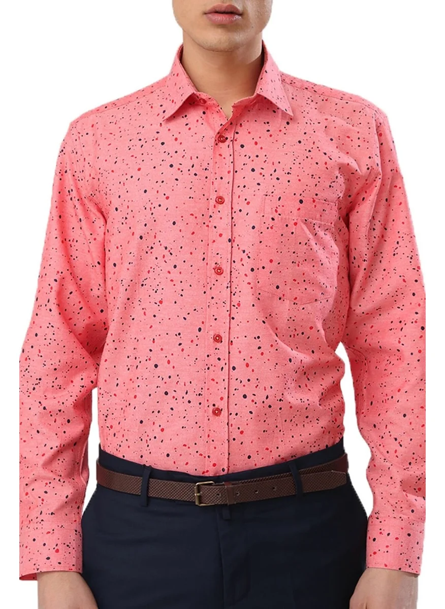 Varetta Men's Pink Digital Printed Classic Cut Long Sleeve Shirt