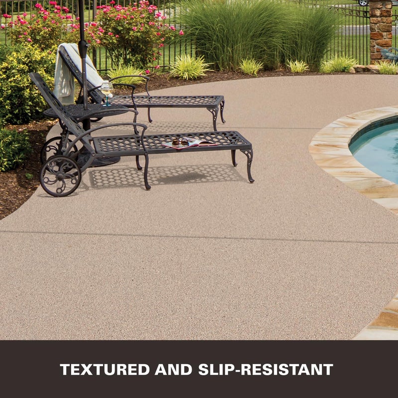 KILZ Decorative Concrete Coating, Slip-Resistant Tan Paint with Stone-Like Speckled Finish, Interior/Exterior Use on Garages, Patios, Driveways, Pool Decks & Walkways, 1 Gallon - Image 3