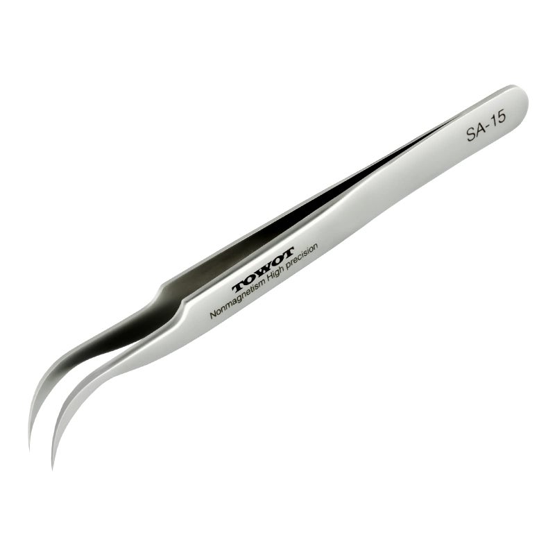 TOWOT Precision Tweezers Stainless Steel Eagle Beak Tweezers for Craft Electronics Soldering Experimental Work JewelryMaking NonMagnetic Curved Tweezers