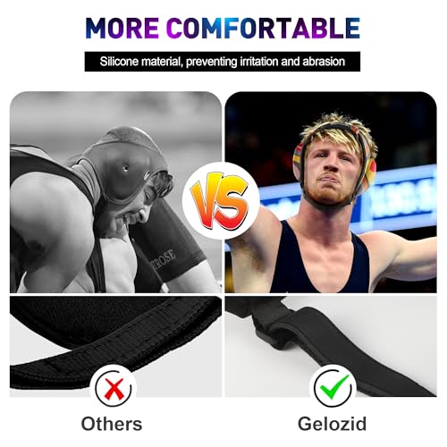 Gelozid Adjustable Wrestling Headgear for BJJ Sparring MMA Grappling and Training Wrestling Ear Guard and Cauliflower Protection HelmetLarge 207246inBlack and Red - Image 3