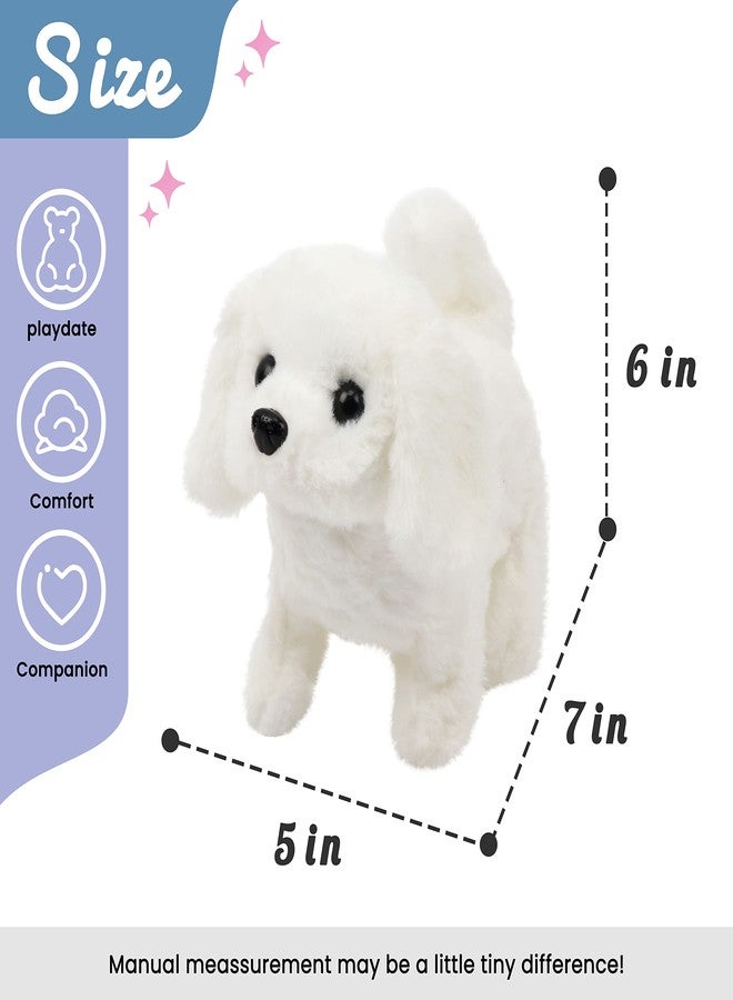 Hopearl Walking Dog Bichon Interactive Electronic Pet Plush Toy Puppy Woof and Moving Animated Nodding Head Gifts for Toddlers Birthday, White, 7'' - Image 3