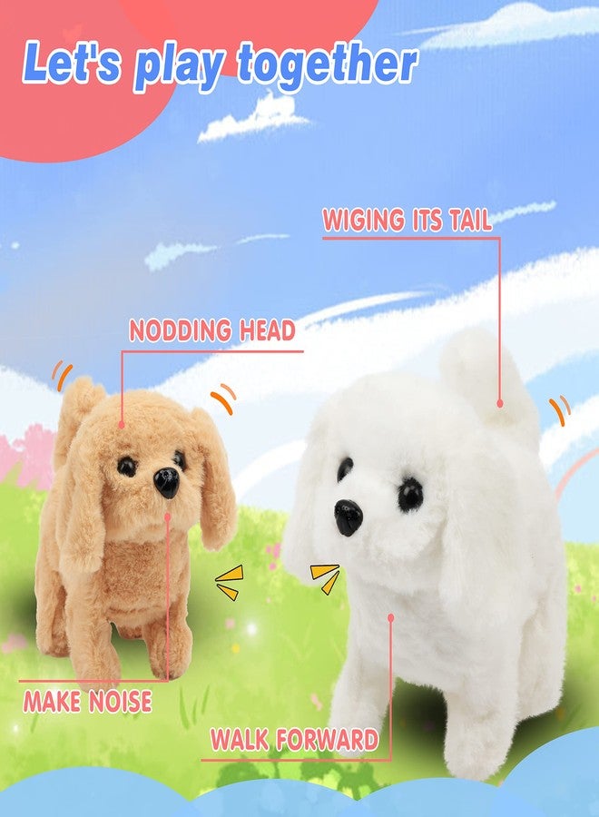 Hopearl Walking Dog Bichon Interactive Electronic Pet Plush Toy Puppy Woof and Moving Animated Nodding Head Gifts for Toddlers Birthday, White, 7'' - Image 5