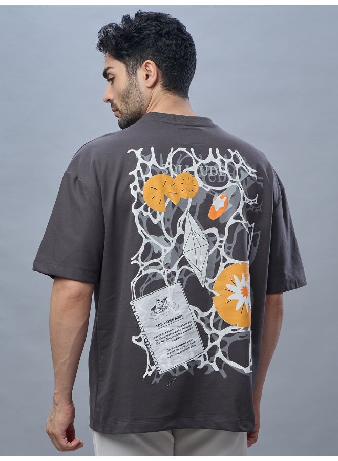 QUCO Grey Oversized T-Shirt for Men - Image 3