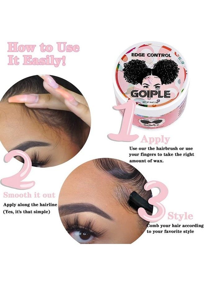 Goiple - Edge Control Wax For Women Strong Hold Nongreasy Edge Smoother With Edge Brushes And Edge Scarf Strawberry Scent (4Oz+0.7Oz+Edge Brushes*2+ Edge Scarf) - Image 1