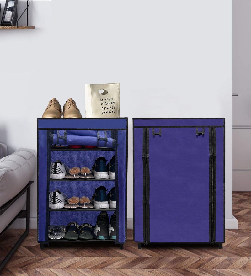 ROBMOB Multipurpose| 4 Layer Shoe Rack For Home Improvement Furniture & Adjustable Shelf| Clothes Storage Wardrobe| 4 Shelves, Dark Blue - Image 2