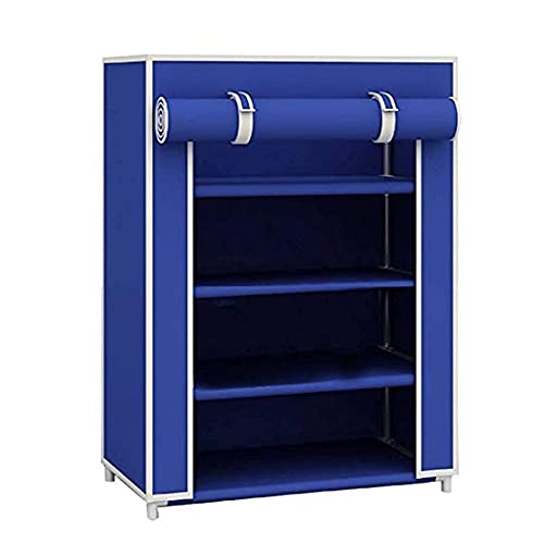 ROBMOB Multipurpose| 4 Layer Shoe Rack For Home Improvement Furniture & Adjustable Shelf| Clothes Storage Wardrobe| 4 Shelves, Dark Blue - Image 1