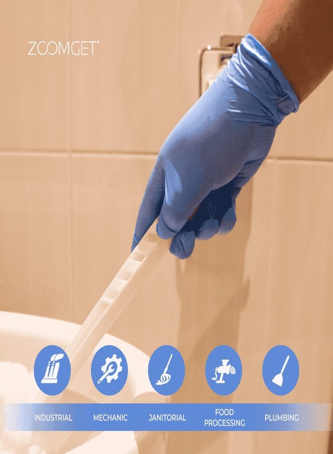 GLOVEWORKS قفازات غلوف ووركس الزرقاء القابلة للتصرف من النيتريل الصناعية، 5 مل، خالية من اللاتكس والبودرة، آمنة للطعام، ذات ملمس، متوسطة، علبة من 100 - Image 5
