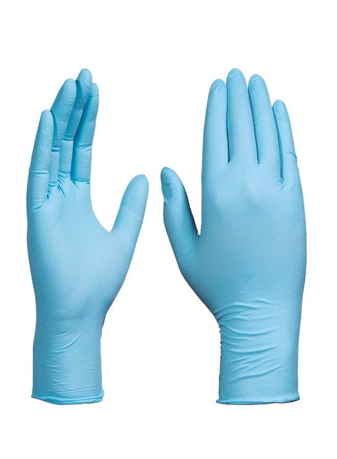 GLOVEWORKS قفازات غلوف ووركس الزرقاء القابلة للتصرف من النيتريل الصناعية، 5 مل، خالية من اللاتكس والبودرة، آمنة للطعام، ذات ملمس، متوسطة، علبة من 100 - Image 2