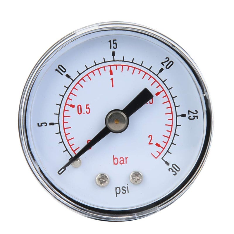 Mechanical Pressure Gauge 0 30psi 0 2bar BSPT Back Connection Durable Metal Case - Image 2