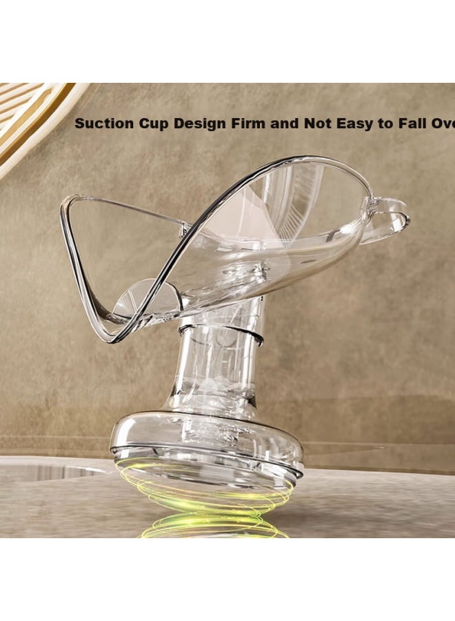 Bao Shi Baoshi Suction Cup Soap Dish, Slanted Draining Soap Holder, No-drill Household Bathroom Countertop Laundry Soap Dish, Transparent - Image 2
