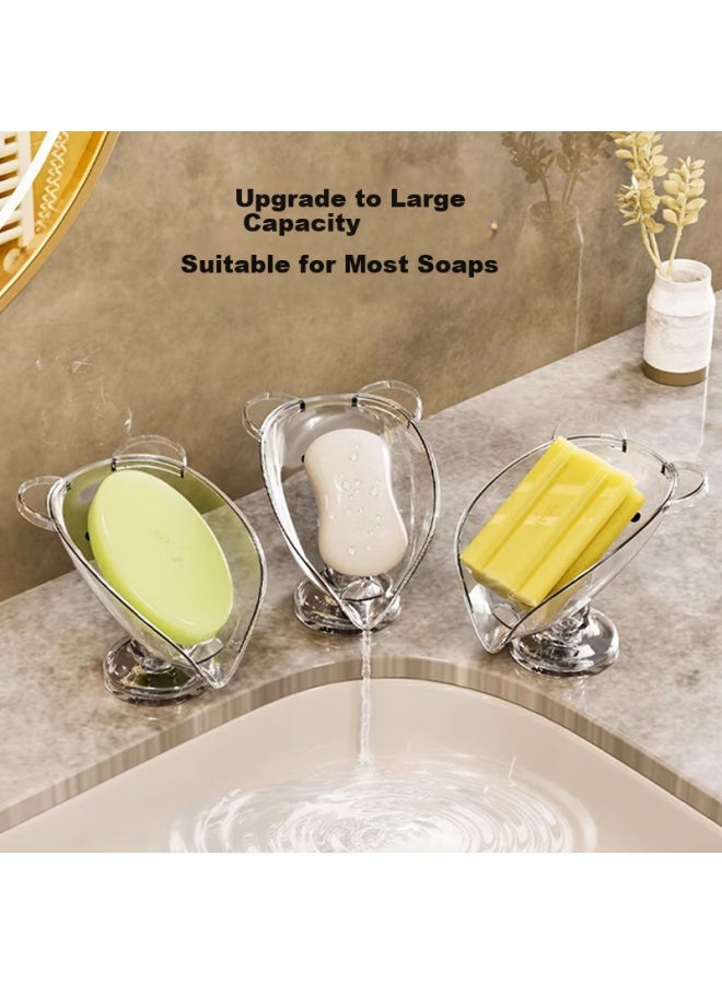 Bao Shi Baoshi Suction Cup Soap Dish, Slanted Draining Soap Holder, No-drill Household Bathroom Countertop Laundry Soap Dish, Transparent - Image 3