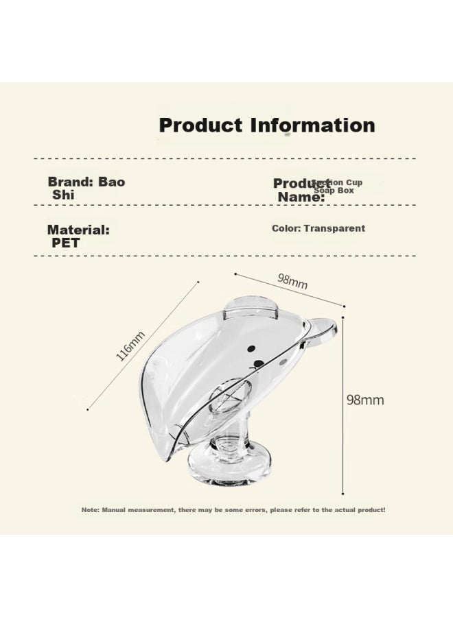Bao Shi Baoshi Suction Cup Soap Dish, Slanted Draining Soap Holder, No-drill Household Bathroom Countertop Laundry Soap Dish, Transparent - Image 4
