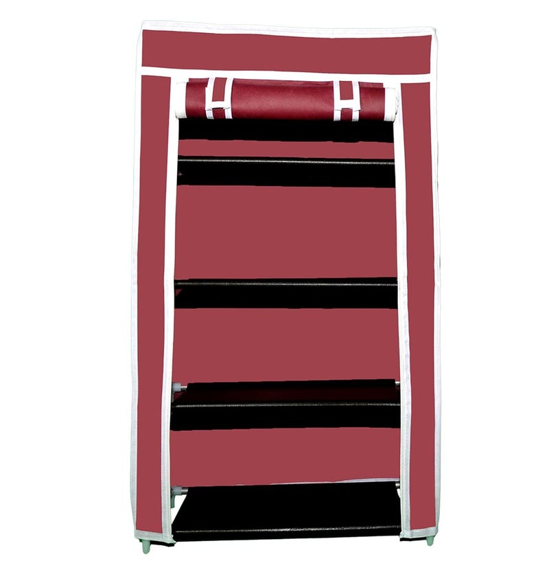 DEMARK Shoe Rack Stand for Home Multipurpose Storage Organizer Lightweight with Iron Pipes Dust Proof Cover (Pack of 3, Maroon) - Image 4