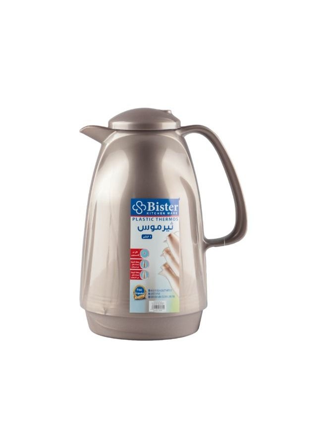 Bister - Vacuum Flask 1.0 Liter Plastic Body with White Glass Refil without ASBESTOS l Brown Color - Image 1