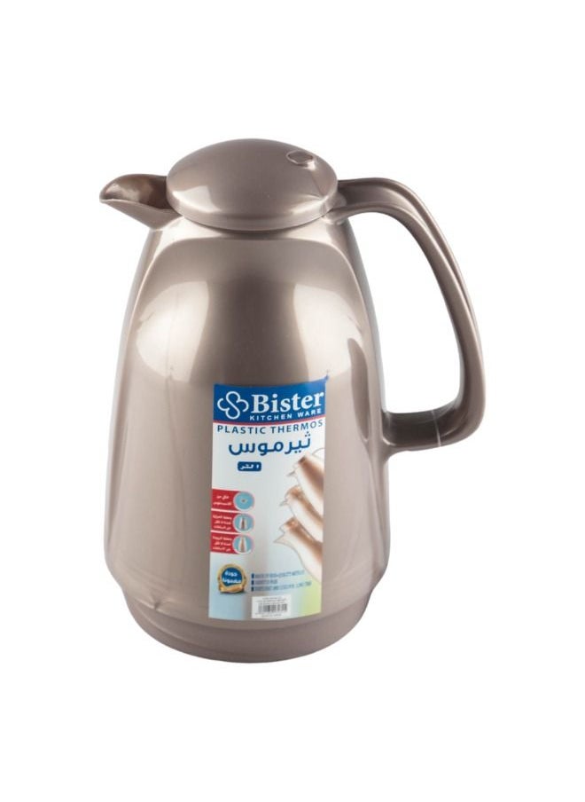Bister - Vacuum Flask 1.0 Liter Plastic Body with White Glass Refil without ASBESTOS l Brown Color - Image 1